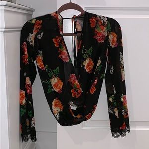 Nasty Gal Floral Scoop Neck Blouse